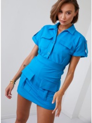 women`s overall with short legs of turquoise color