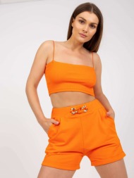 orange casual shorts with pockets rue paris