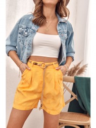 shorts with embossed pattern, high waist yellow