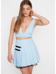 trendyol x sagaza studio light blue tulle detailed skirt