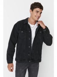 trendyol black men`s oversize denim jacket