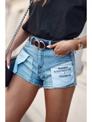 denim shorts with decorative pockets