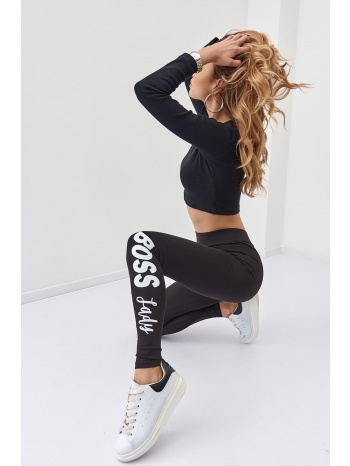 women`s black leggings with inscription σε προσφορά
