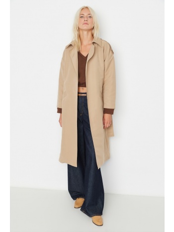 trendyol trench coat - beige - double-breasted σε προσφορά