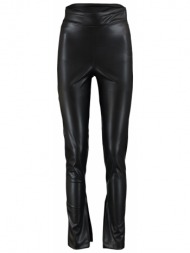 trendyol black slit detailed faux leather knitted leggings