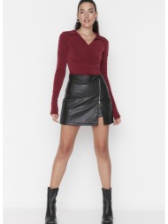 trendyol black zipper short skirt