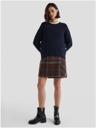 brown women`s plaid skirt with tommy hilfiger wool admixture - women