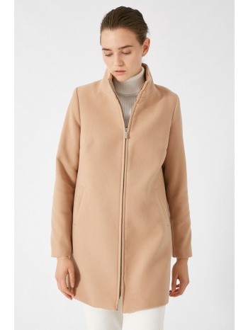 koton women`s brown zippered pocketed cachet coat σε προσφορά