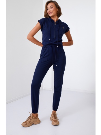 women`s jumpsuit with hood, dark blue σε προσφορά