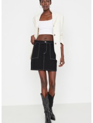 trendyol black contrast stitched mini denim skirt