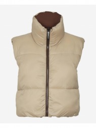 brown-beige quilted double-sided short vest noisy may ales - women