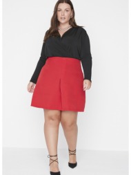 trendyol curve red pleated mini woven skirt