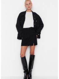 trendyol black slit mini denim skirt