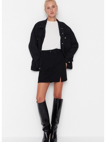 trendyol black slit mini denim skirt σε προσφορά