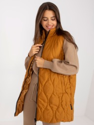 light brown women`s vest with stitching rue paris