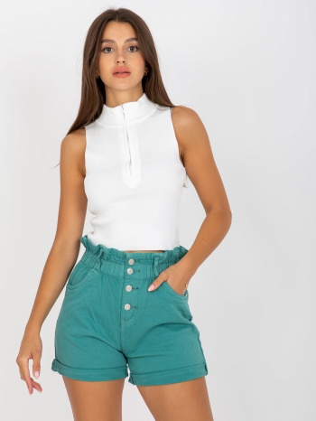 women`s turquoise denim button shorts σε προσφορά