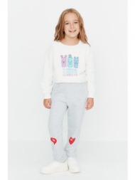 trendyol gray patterned girl knitted sweatpants