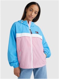 blue-pink women`s lightweight jacket with hood tommy jeans - women