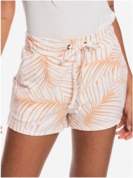 orange-white women`s patterned shorts roxy palm stories - women