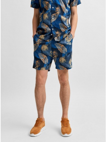 blue patterned chino shorts selected homme joel - men σε προσφορά