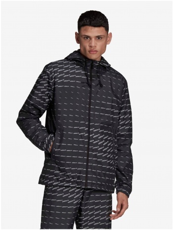 black men`s patterned lightweight hooded jacket adidas