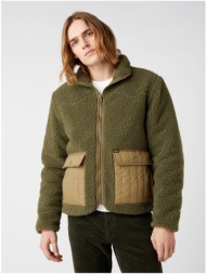 green men`s jacket made of artificial fur wrangler - men