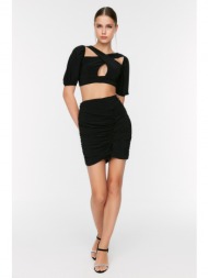 trendyol black ruffle detailed skirt
