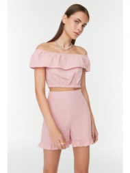 trendyol pink ruffle shorts & bermuda