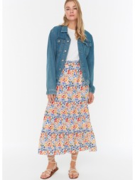 trendyol ecru colored floral patterned skirt