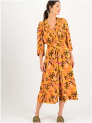 orange women`s flowered culottes jumpsuit blutsgeschwister - women