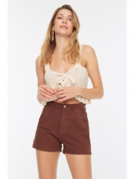 trendyol brown pocket detailed denim shorts