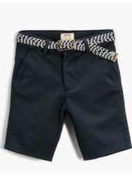 koton slim belt shorts pocket elastic waist above knee cotton