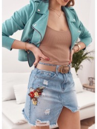 denim miniskirt with embroidery