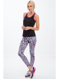 purple sports leggings with leopard pattern