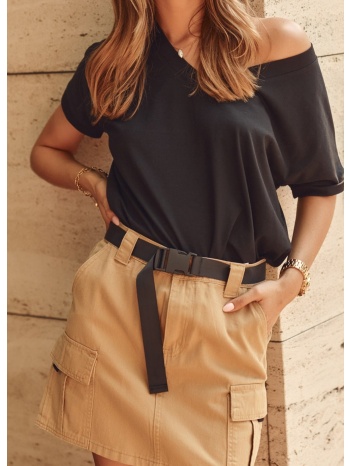 denim skirt with camel belt σε προσφορά