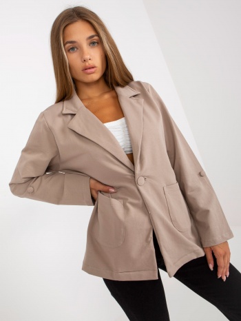 rue paris dark beige tracksuit jacket with pockets σε προσφορά