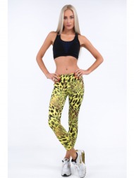 yellow sports leggings with leopard print