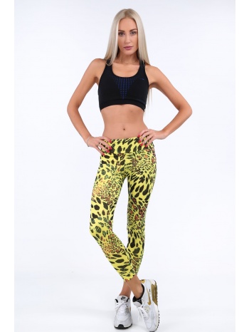 yellow sports leggings with leopard print σε προσφορά