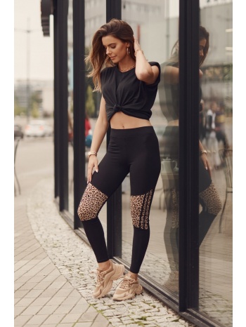 black leggings with leopard insets σε προσφορά