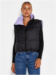 purple-black quilted double-sided short vest noisy may ales - women