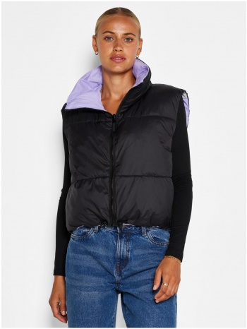 purple-black quilted double-sided short vest noisy may ales σε προσφορά