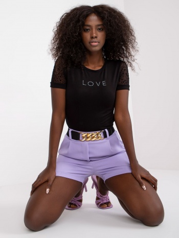 elegant purple women`s shorts with belt σε προσφορά