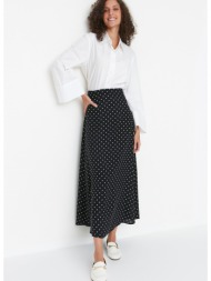 trendyol black polka dot patterned bell woven skirt