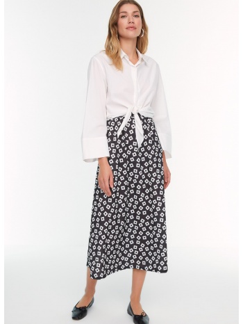trendyol black and white patterned knitted scuba crepe skirt σε προσφορά