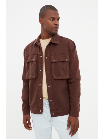 trendyol brown men regular fit big pocket trucker jacket σε προσφορά