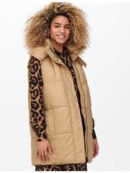 beige quilted vest with detachable hood only demy - women