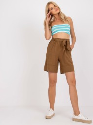 brown casual cotton shorts with pockets och bella