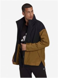 brown-black men`s lightweight jacket with hood adidas performance urban - men`s