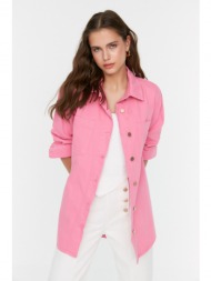 trendyol pink denim shirt jacket