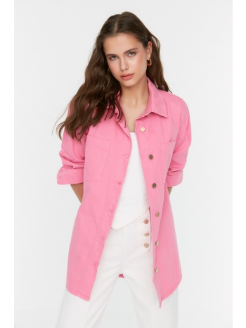 trendyol pink denim shirt jacket